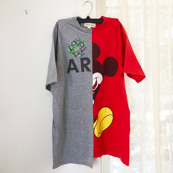 Mickey Mouse Split up-cycled TEE / Large - Picture 3 of 6